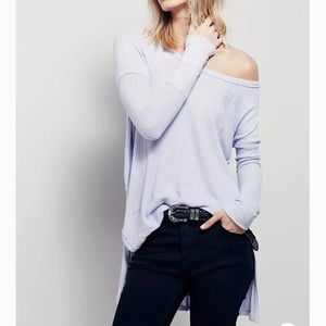 Free People Ventura Thermal Top Oversized Blue Sz S